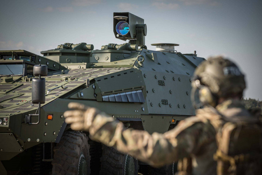 Arma láser de Rheinmetall montada sobre un blindado. Foto: Rheinmetall