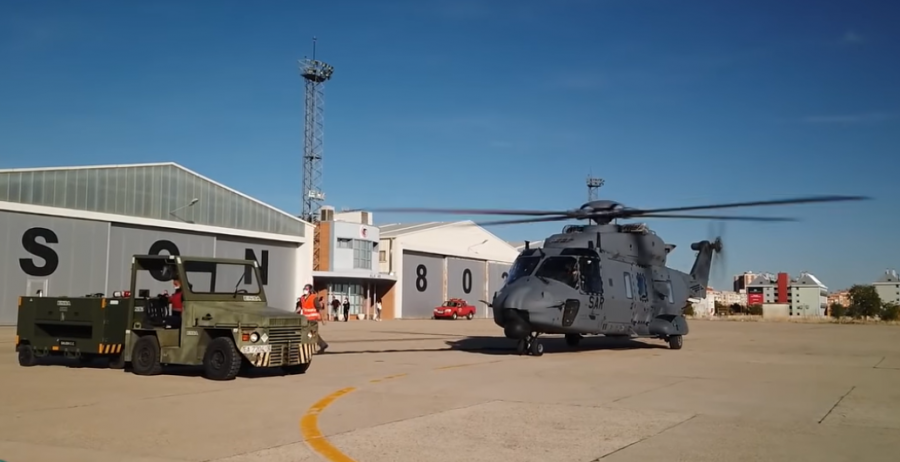 El primer NH90 del Ejército del Aire a su llegada a la base de Cuatro Vientos. Foto: Ejército del Aire