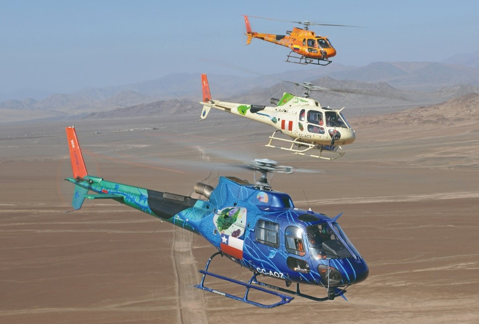 Helicópteros Airbus H-125 de Ecocopter Chile, Perú y Ecuador. Foto: Ecocopter