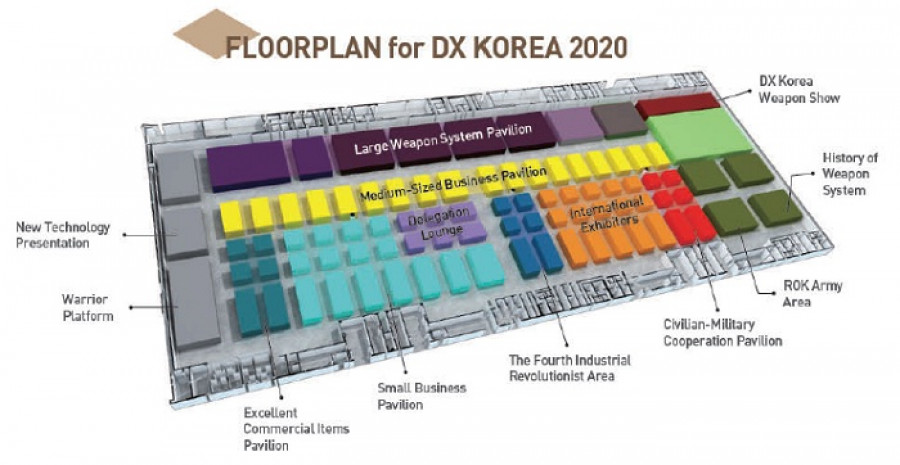 Plano de distribución de la feria Defense & Security Expo Korea 2020. Foto: DX Korea 2020