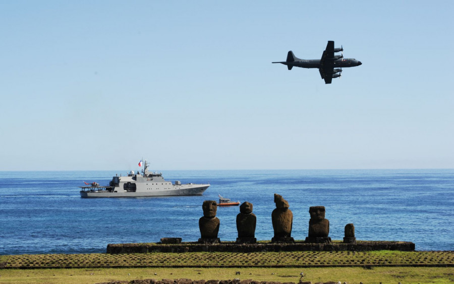 La Armada de Chile realiza una vigilancia oceánica constante en el área de Rapa Nui. Foto: Armada de Chile