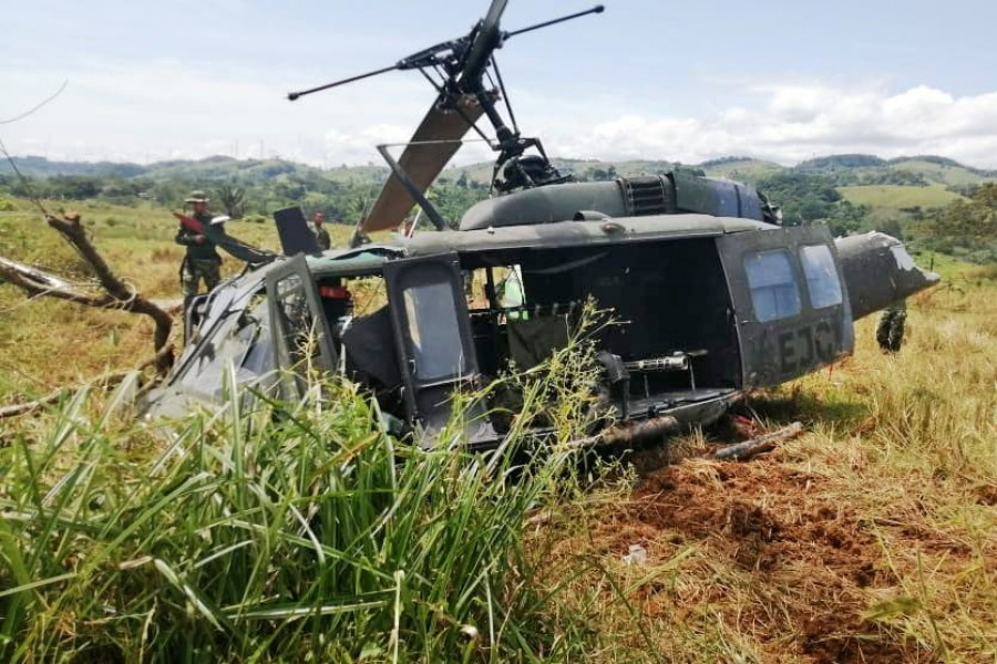 Helicóptero colombiano siniestrado. Fotos: Ejército Colombiano
