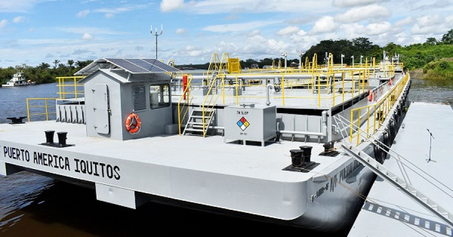 La barcaza de transporte fluvial de combustible Puerto América. Foto: Petroperú