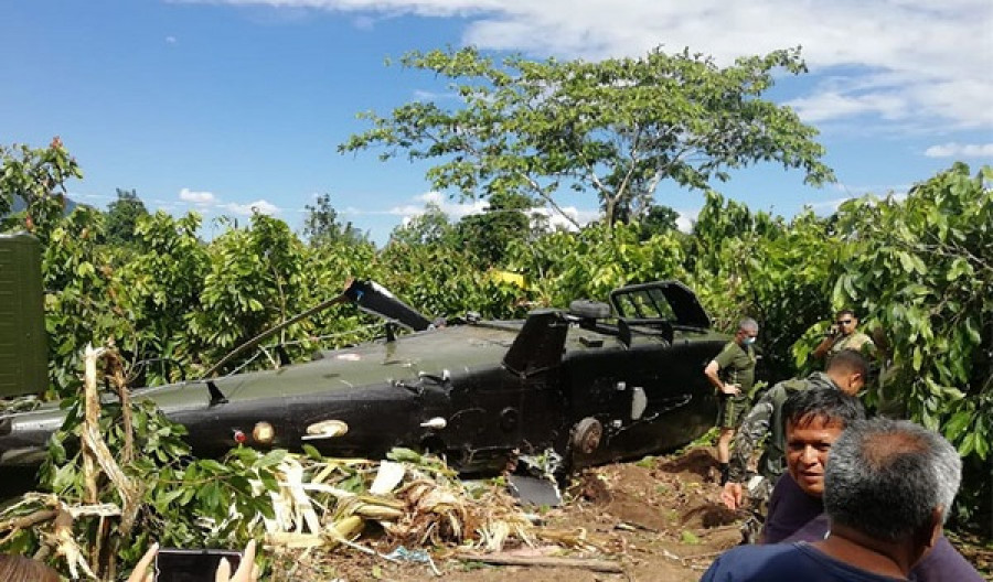 Condición en la que quedó el helicóptero A109K2 tras el impacto. Foto: Difusión