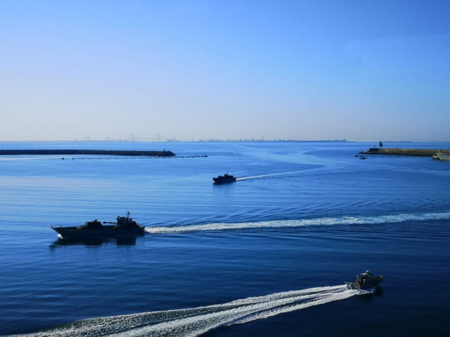 Lanchas de desembarco durante el ejercicio anfibio. Foto: Armada