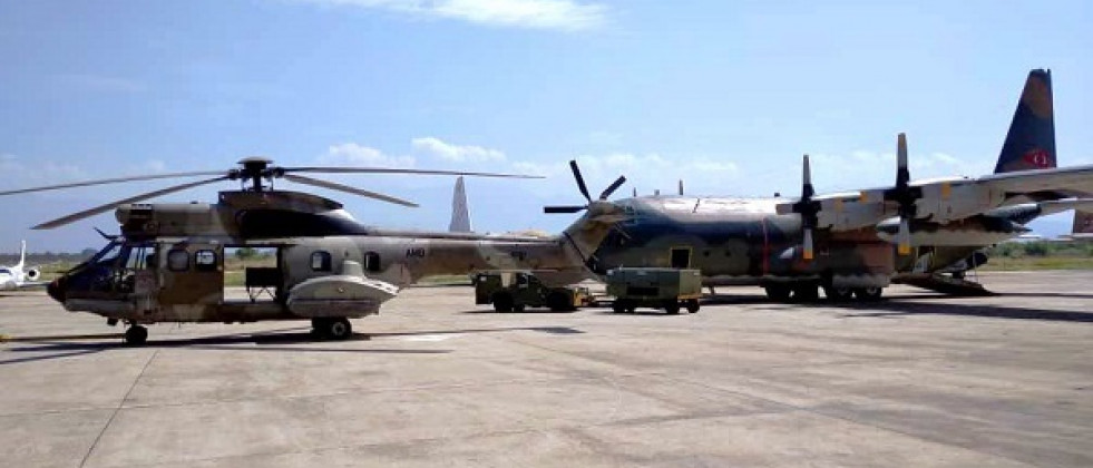 El AS532AC Cougar y C-130H Hercules, recuperados. Foto: Aviación Militar de Venezuela
