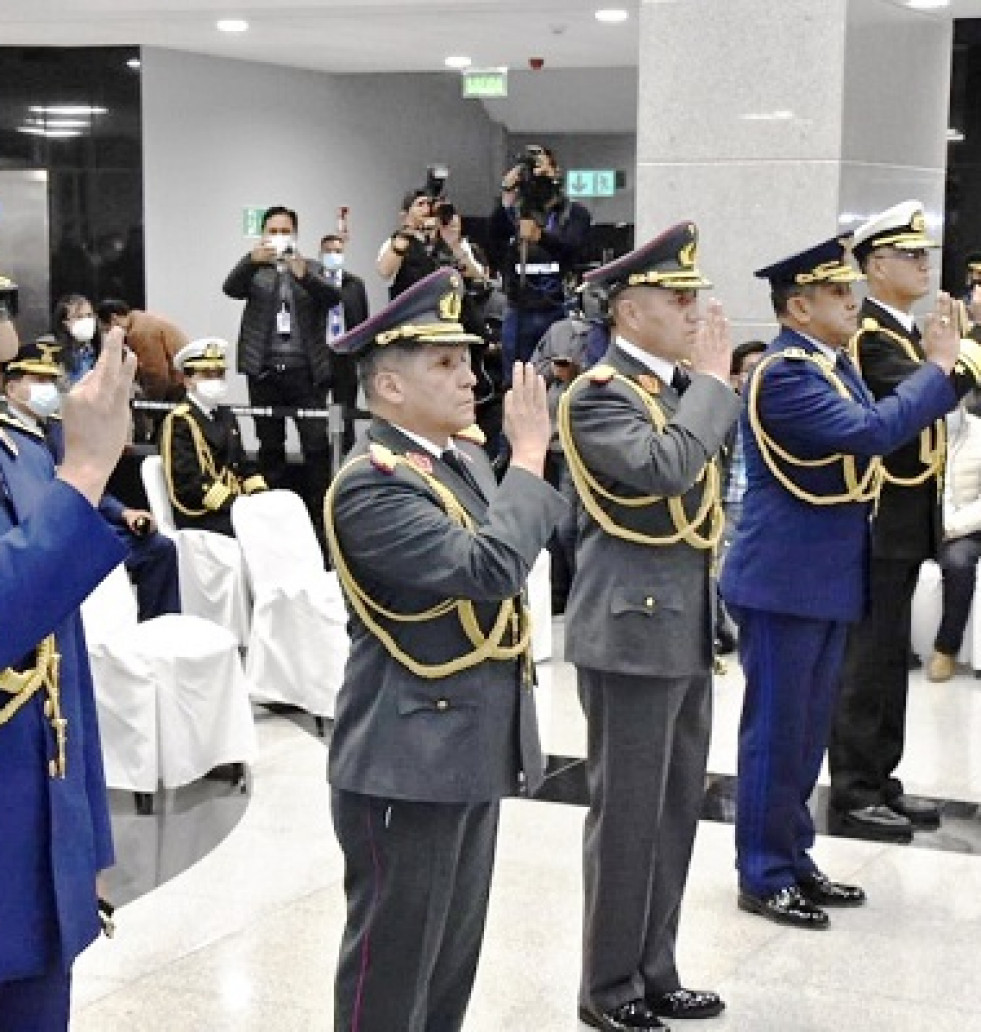 Acto de juramentación de la nueva cúpula militar. Foto: Agencia Boliviana de Información