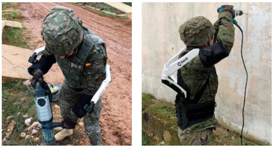 Ingenieros del Ejército de Tierra pruebas exoesqueletos pasivos de Gogoa. Foto: Ejército de Tierra
