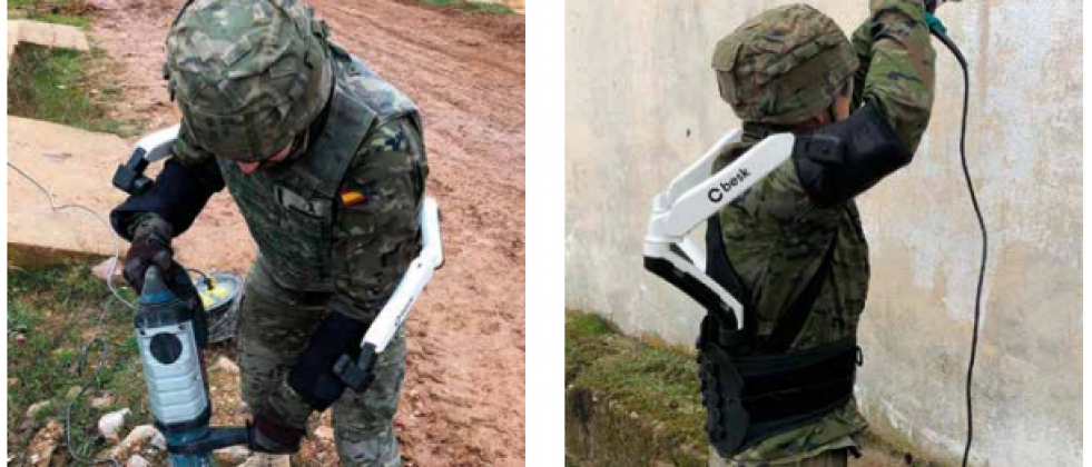 Ingenieros del Ejército de Tierra pruebas exoesqueletos pasivos de Gogoa. Foto: Ejército de Tierra