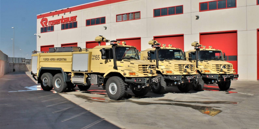 Los tres Rosenbauer Buffalo Zetros de la Fuerza Aérea Argentina. Foto: FAA