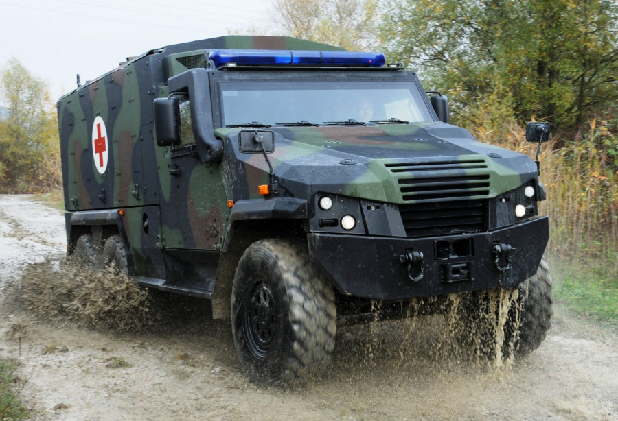 Vehículo blindado 6x6 Eagle configurado como ambulancia. Foto: GDELS