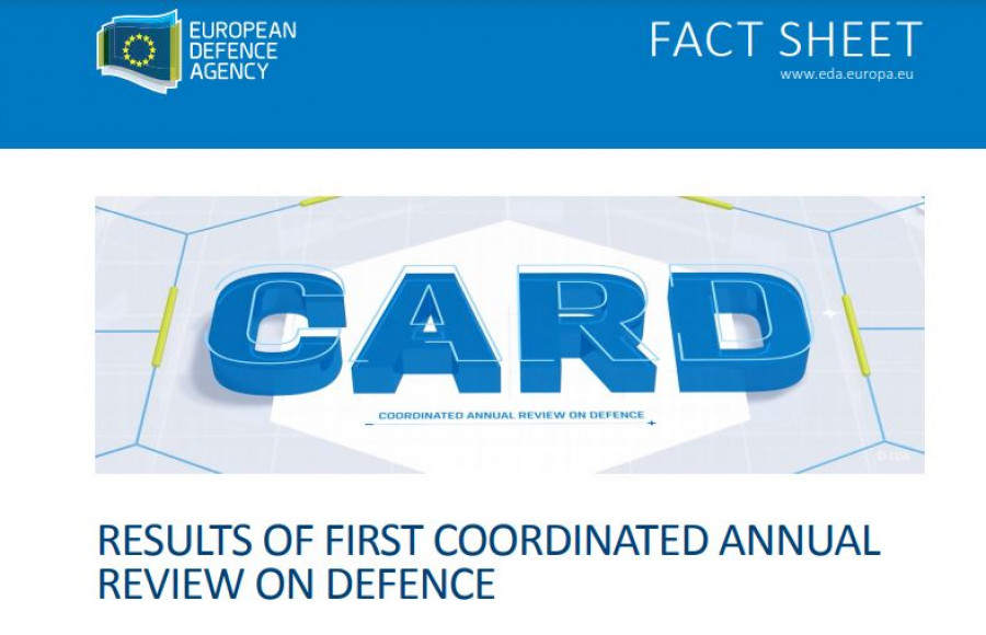 Portada del documento de la EDA con los resultados de la primera revisión anual coordinada sobre defensa europea. Imagen: EDA