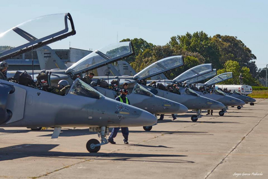 Los aviones Pampa que formaron parte del ejercicio. Foto: Sergio Gabriel Pedroche.