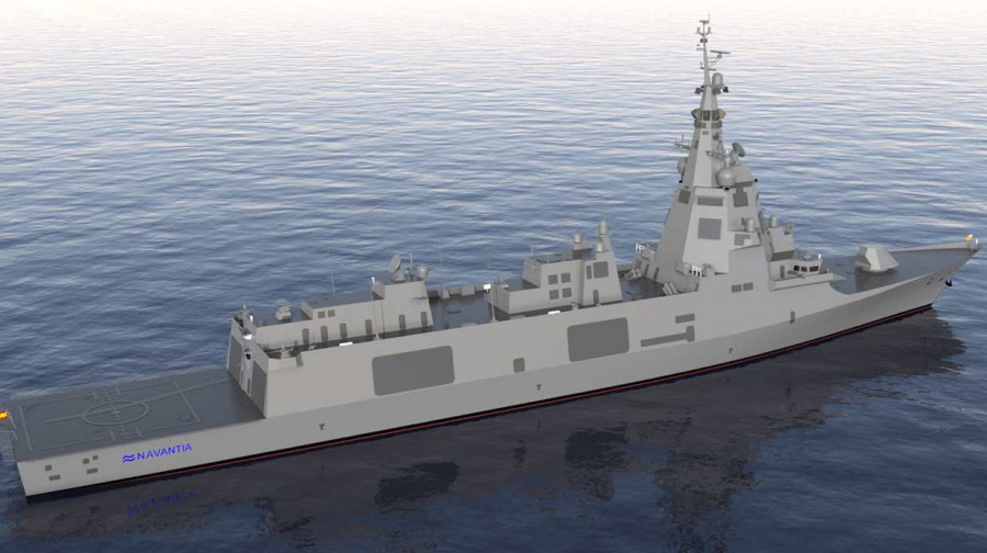 Recreación digital de la fragata F-110. Foto: Navantia