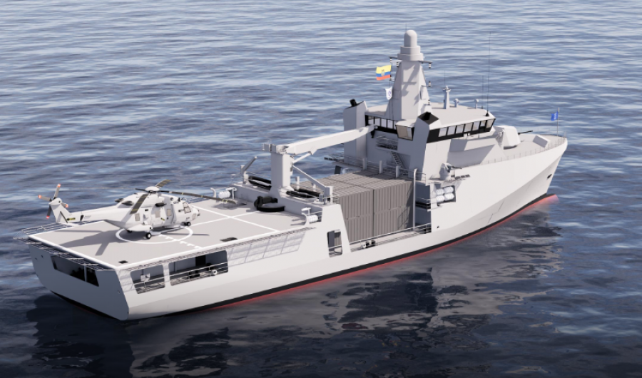 Futuro buque multipropósito de la Armada del Ecuador. Foto: Fassmer