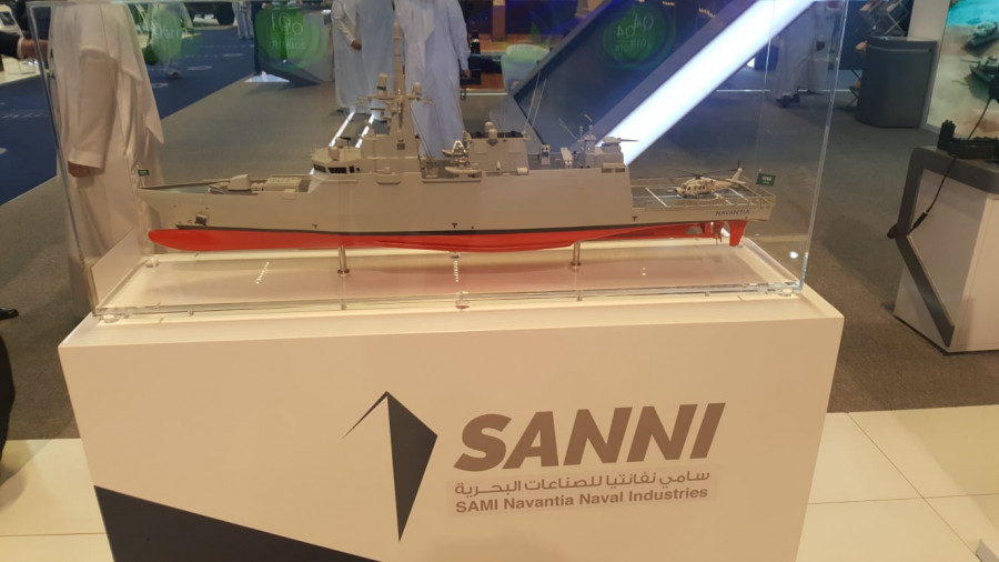 Maqueta de la corbeta saudi en la feria IDEX. Foto: Navantia