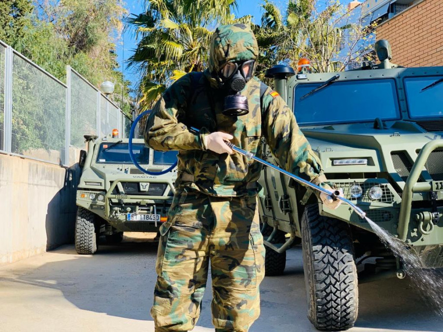 Tareas de desinfección en el marco de la Operación Balmis. Foto: Ministerio de Defensa