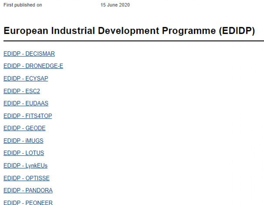 200617 edidp listado proyectos 2019 comision europea