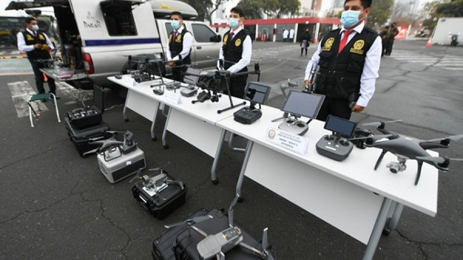 Los drones, herramienta fundamental de la Policía Nacional peruana., . Foto: Ministerio del Interior del Perú