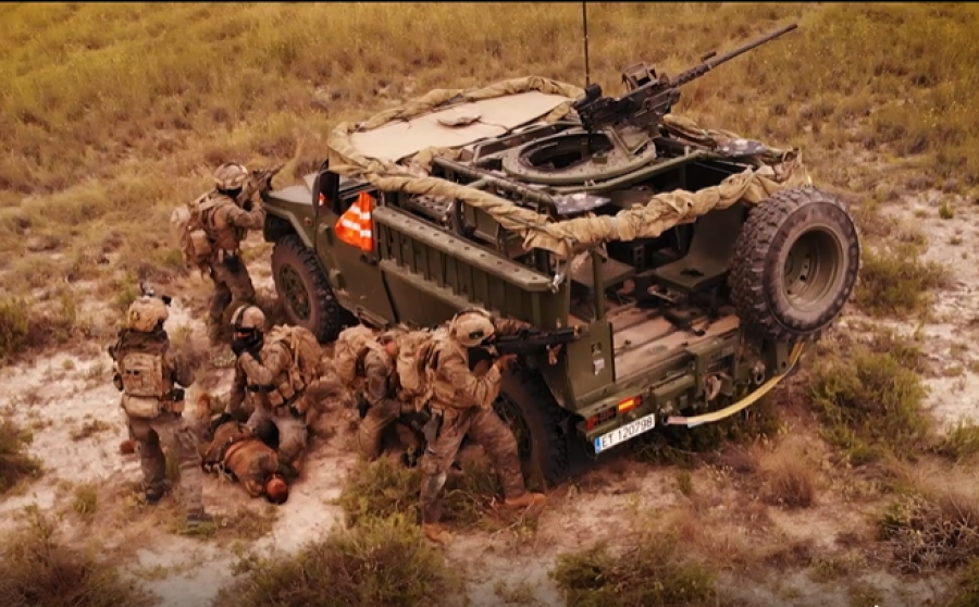 Simulacro de rescate de un soldado herido. Foto: Ejército de Tierra