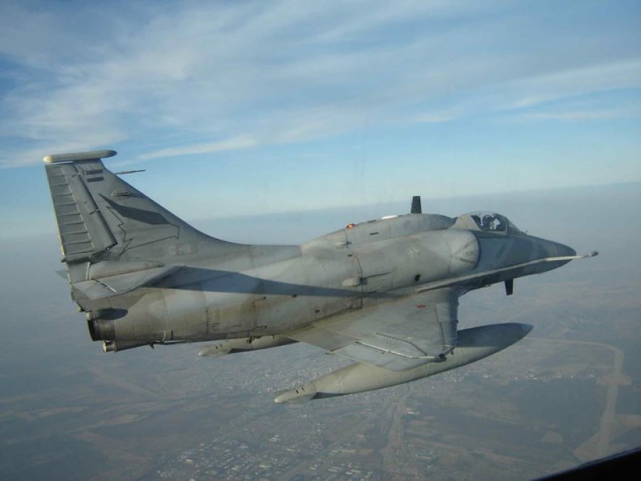 Un A4-AR Fighting Hawk argentino. Foto: Fuerza Aérea Argentina