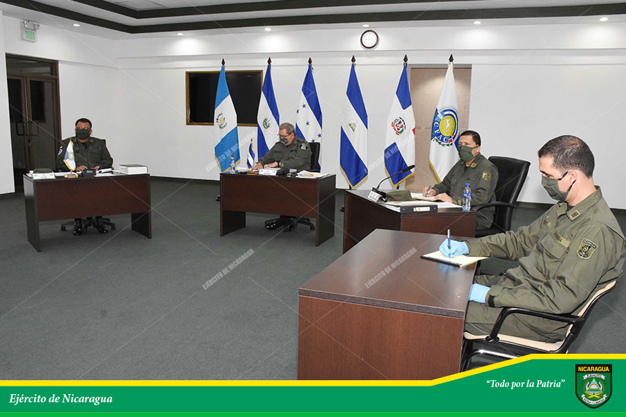 Reunión virtual de la Conferencia de Fuerzas Armadas Centroamericanas. Foto: Ejército de Nicaragua