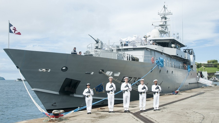 Entrega del tercer nuevo buque patrullero destinado a las Antillas y Guayana Francesa. Foto: DGA
