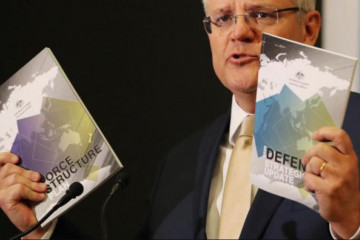 Scott Morrison durante el lanzamiento del plan de reorganización estratégica de defensa 2020 de Australia. Foto: Prime Minister of Australia