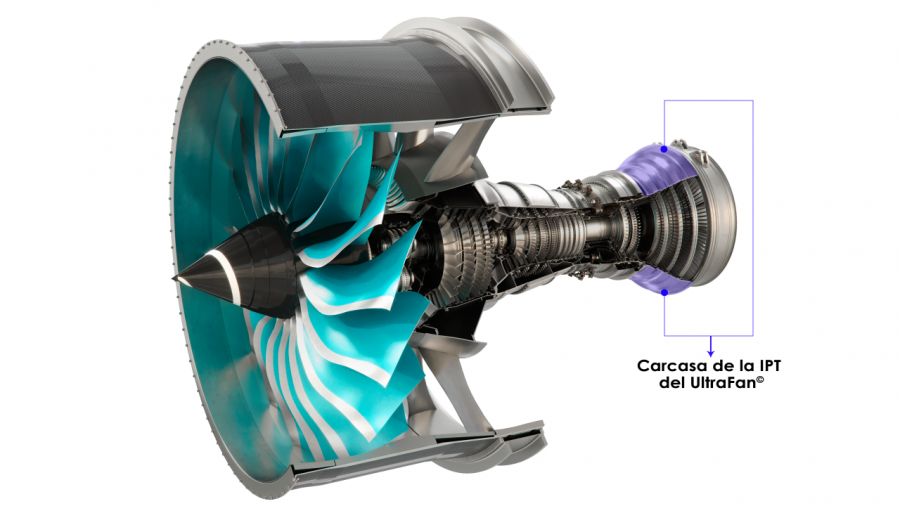 Imagen de la carcasa de la IPT del motor Ultrafan. Foto: ITP Aero