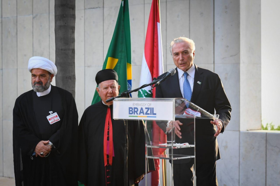 El ex presidente Michel Temer en Beirut. Foto: Força Aérea Brasileira