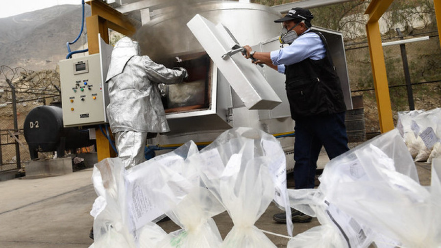 Cuarta incineración de estupefacientes en 2019. Foto: Ministerio del Interior del Perú.