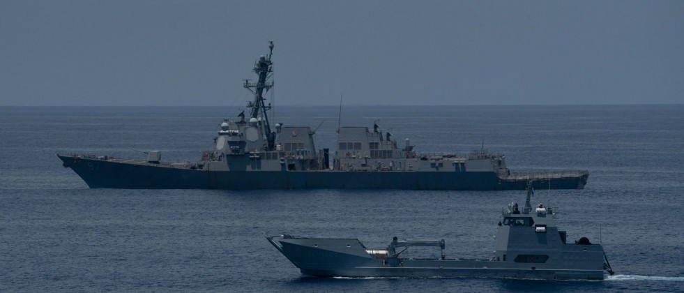 El destructor USS Halsey' y el buque de apoyo 'Quetzal' en el ejercicio. Foto: U.S. Southern Command