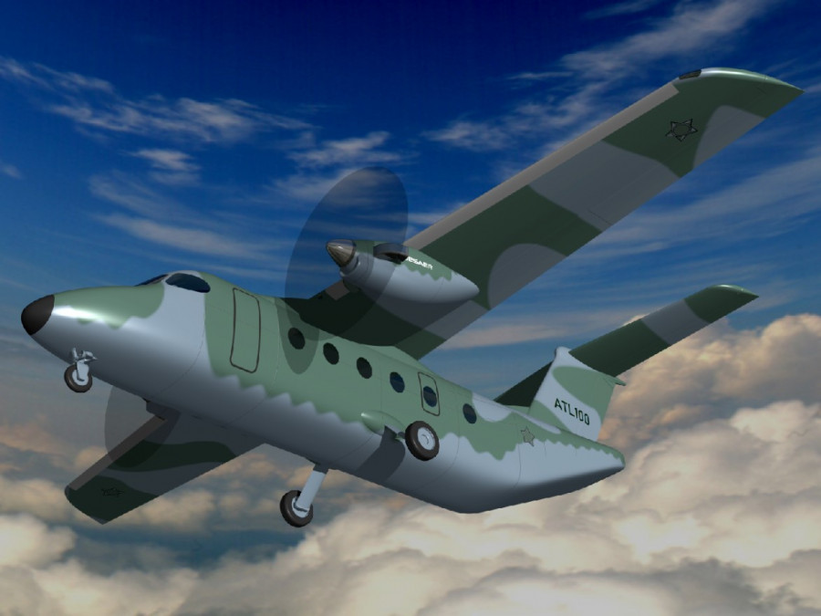 O novo ATL-100 deverá substituir o EMB-110 Bandeirante na Força Aérea Brasileira.