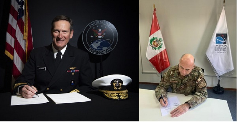 Firma del convenio entre la Conida y el USSpaceCom. Foto: Comando Espacial de EEUU