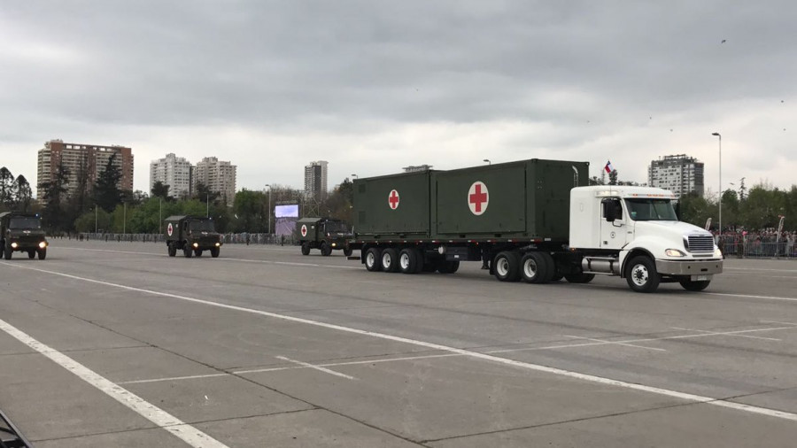 Camión del RLE N°1 Bellavista exhibe contenedores del Hospital Modular de Campaña en la Parada Militar 2017. Foto: Ejército de Chile