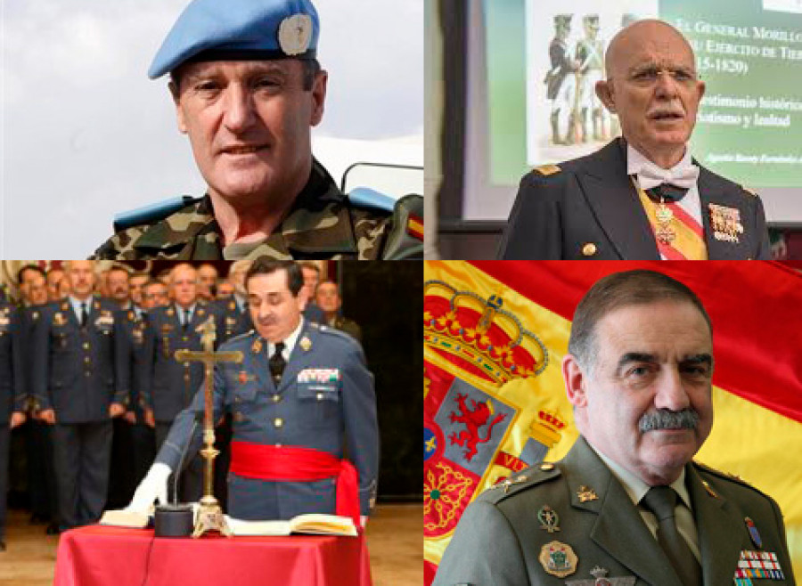 Los generales Asarta, Rosety, Mestre y Otazu De arriba a abajo y de izquierda a derecha. Foto: Archivo