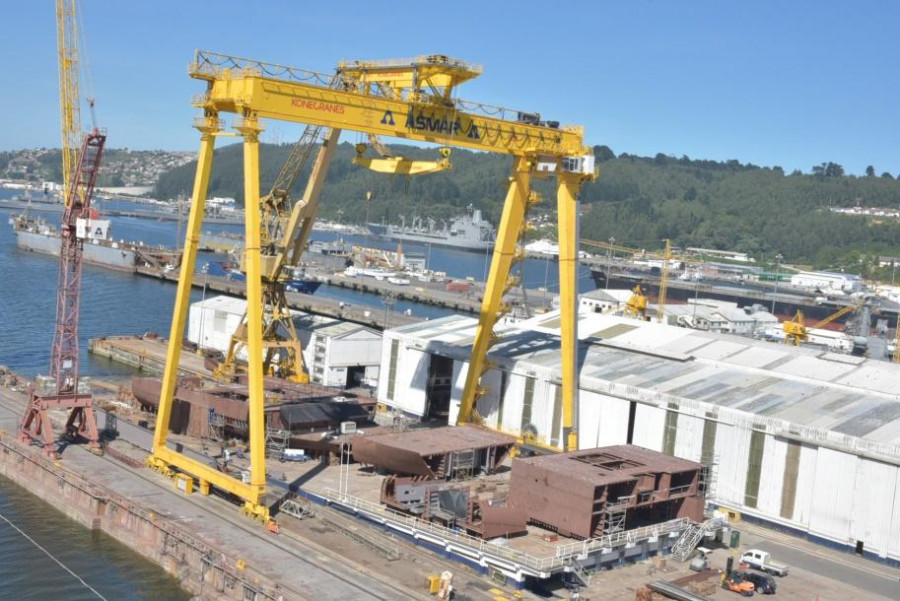 Proceso de construcción del rompehielos en la planta industrial Talcahuano. Foto: Asmar