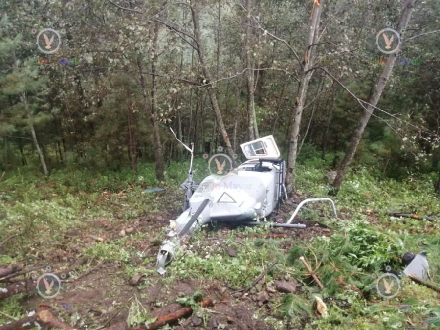 Restos del helicóptero accidentado. Foto: Estado Mayor México.