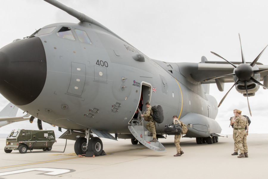 El Airbus A400M Atlas de la RAF está apoyando las tareas de búsqueda del avión accidentado. Foto: UK Ministry of Defence