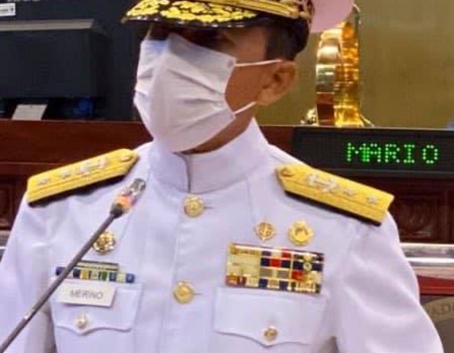 El ministro de Defensa, René Merino, durante su rendición de cuentas en la Asamblea. Foto: Ministerio de Defensa de El Salvador
