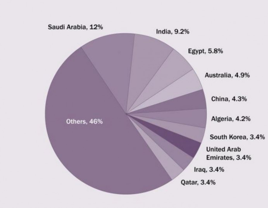 Principales importadores de grandes armas 2015-2019. Gráfico: Sipri