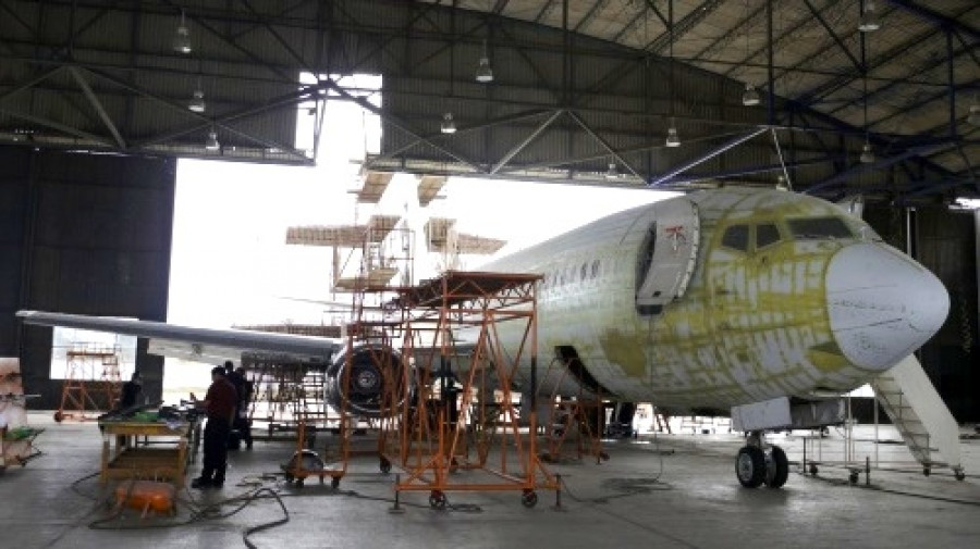 Mantenimiento a aeronave Boeing en instalaciones del Seman.  Foto: Seman Perú S.A.C.