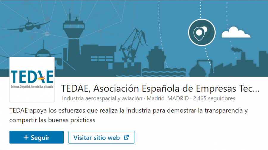 Cabecera de Tedae en Linkedi, red donde la patronal ha colgado su oferta de empleo.