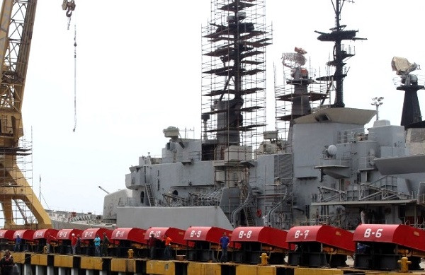 La fragata General Salom´ F-25, mayo de 2018, en Dianca. Foto: Diques y Astilleros Nacionales C. A.