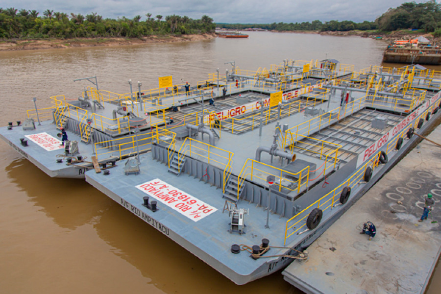 Las barcazas de Petroperú recientemente bautizadas, lanzadas y entregadas. Foto: SIMA Perú