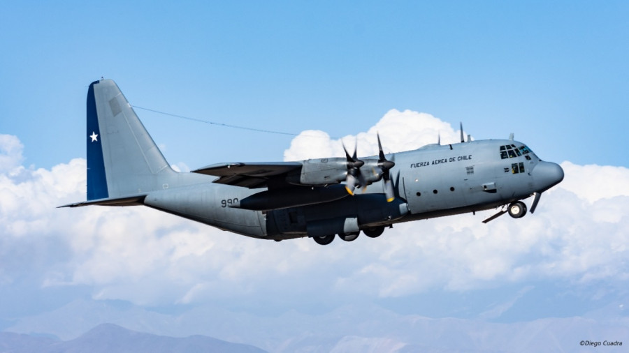 El Lockheed Martin KC-130R Hercules número 990 de la FACh accidentado. Foto: Diego Cuadra