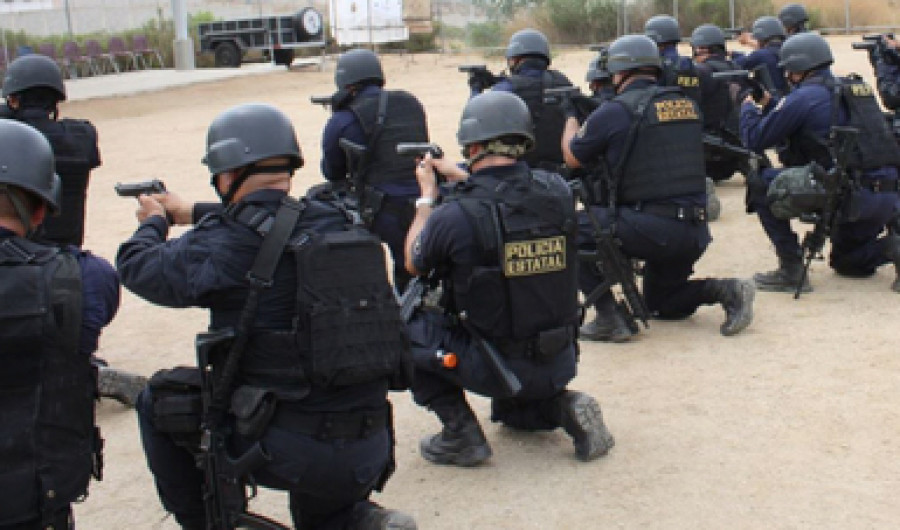 Entrenamiento policial de efectivos federales, que se integrarán en la Guardia Nacional durante los próximos meses. SSPC