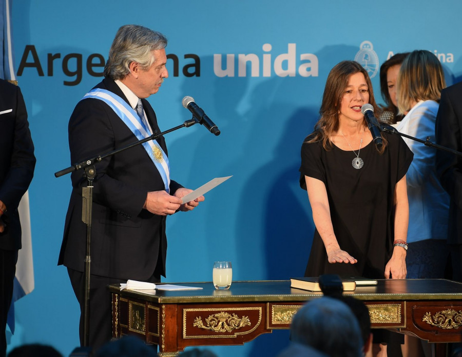 Alberto Fernández al poner en funciones a Sabina Frederic como ministra de Seguridad Foto: Ministerio de Seguridad