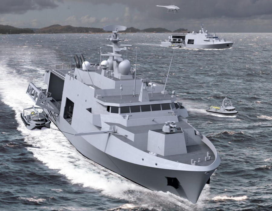 Recreación de los futuros cazaminas belgas y neerlandeses. Foto: Belgium Naval & Robotics