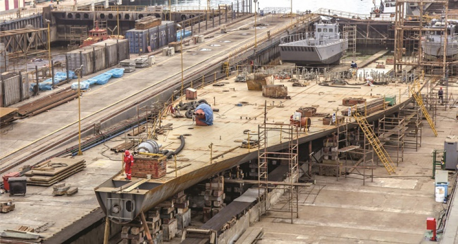El buque multipropósito BAP Paita en construcción en instalaciones de SIMA Callao. Foto: SIMA Perú